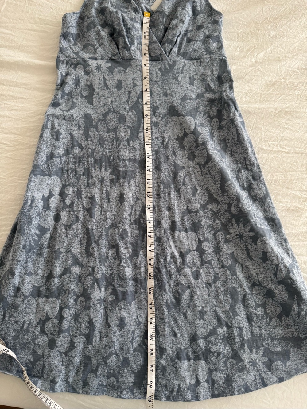 Patagonia Women’s Amber Dawn Dress Blue Floral Crossover V-Neckline - Picture 9 of 9